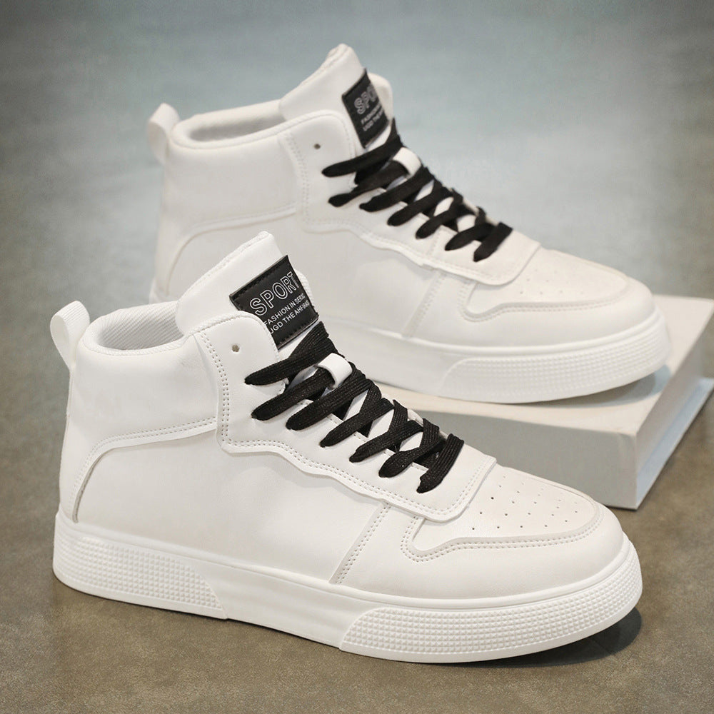 Men's shoes cross-border high-top sneakers trend versatile small white shoes men's platform soled athleisure shoes 2025 new style
