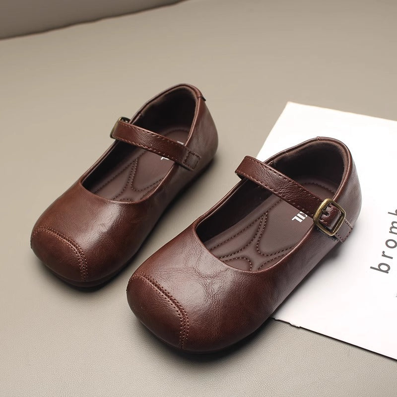 2026 Spring and Autumn New Children's Leather Shoes, Girls' Single Shoes, Baby Princess Shoes, Soft Soles, Little Girls' Black Foreign Style