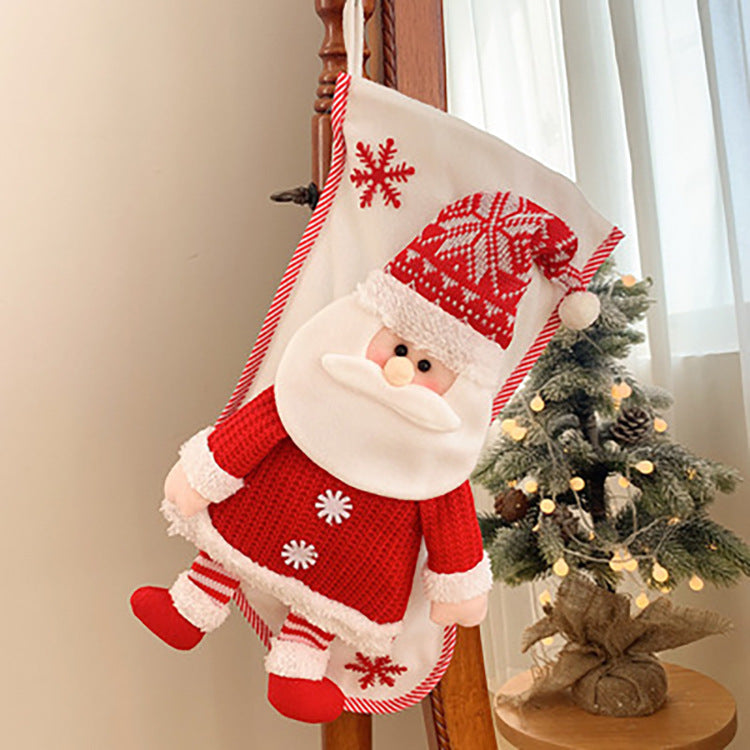 Christmas sock bag knitted three-dimensional old man snowman gift bag Christmas Eve candy socks children's Christmas gift socks