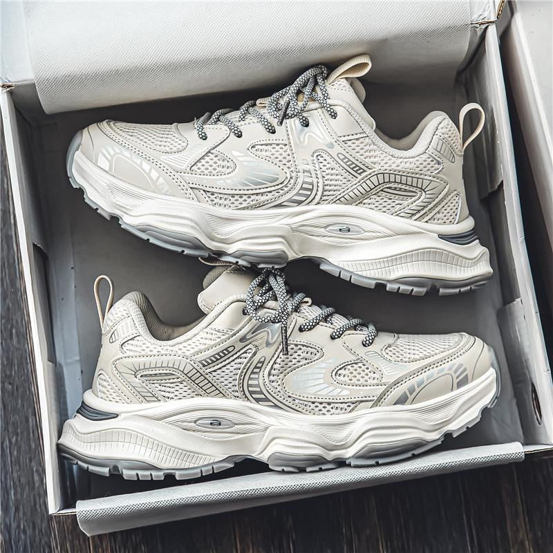 2025 Spring Men's Shoes New Breathable Mesh Shoes Men's Trend Versatile Platform Sneakers Casual Dad Shoes Men