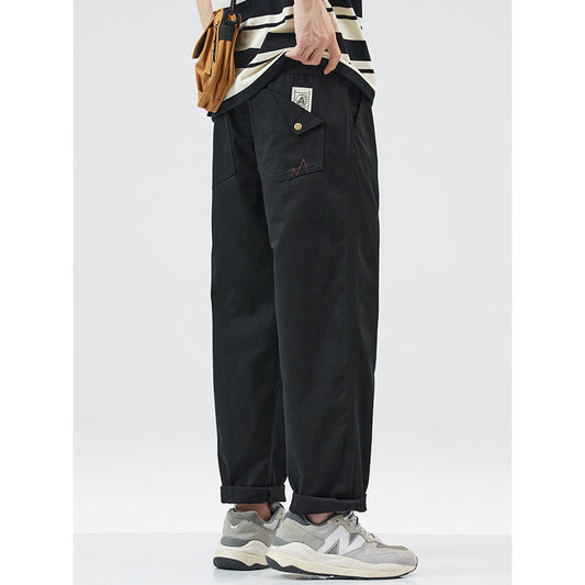 Ming|2024 Summer New Japanese Cargo Pants Men's Trendy Brand Loose Wide-leg Straight Casual Long Pants Men