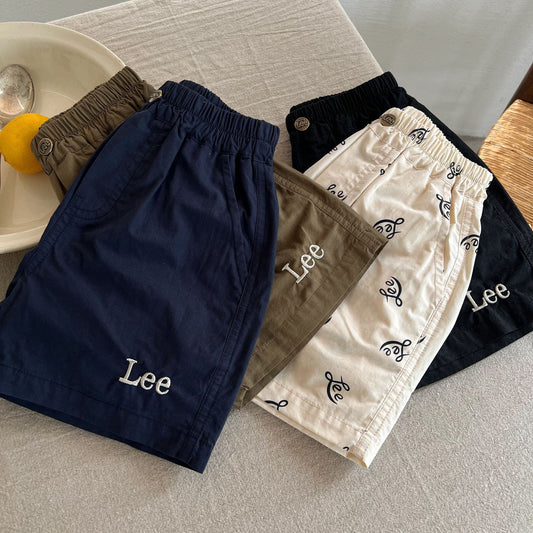 Thin children's shorts 2025 summer new men and women embroidered letter cotton pants baby Japanese fashion brand five-point pants