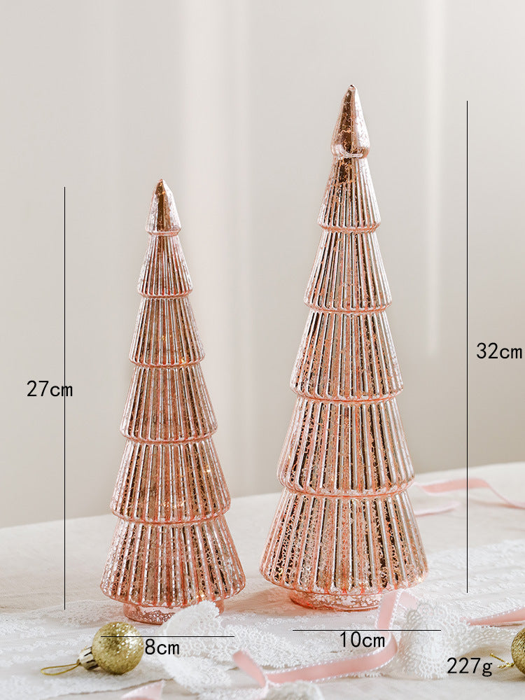 glass christmas tree table top glow ins ornament decorate festive atmosphere party window christmas gifts
