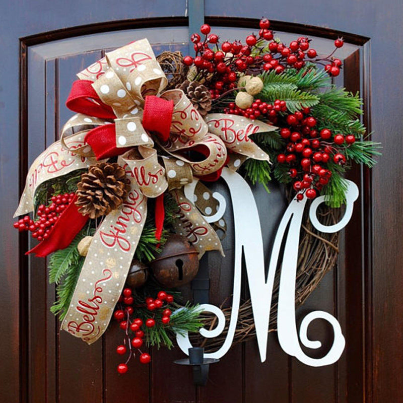 Christmas decoration door pendant hanging rattan circle Christmas wreath 30cm 40cm 50cm 60cm hotel shopping mall decoration