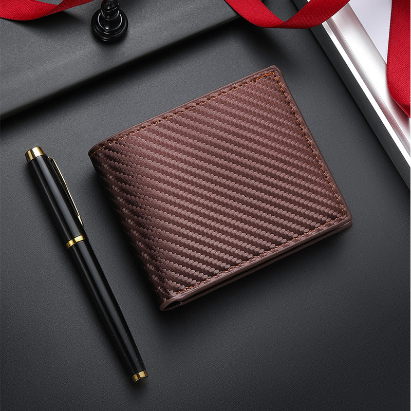 Cross-border spot new carbon fiber pattern large capacity wallet multi-card slot simple coin slot men's wallet manufacturer