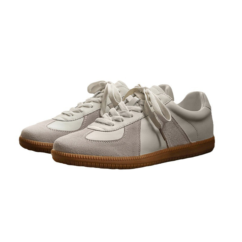 Popular genuine leather German training shoes soft soles soft surface anti-slip cow tendon soles are versatile and comfortable, and men's trendy little white shoes are new
