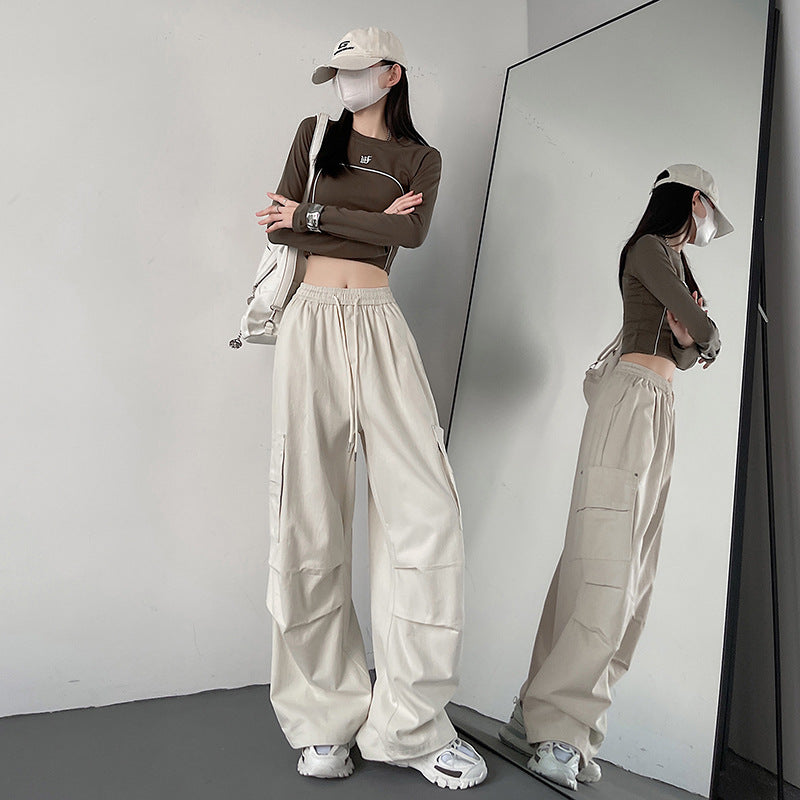 2025 Spring New Cargo Pants Women's Casual Sports Long Pants Loose Outdoor Mountaineering High Waist Slim Hiking Pants