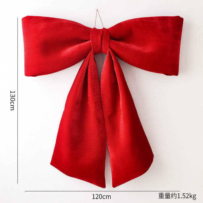 Amazon Cross-border Christmas Korean Large Fleece Finished Product Three-Dimensional Christmas Bow Hotel Christmas Tree Decoration