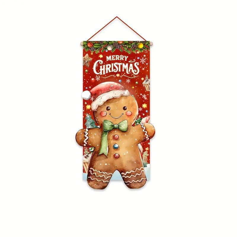 Cross-border classic plaid Christmas flag decoration couplet lantern elf family restaurant KTV shopping mall holiday decoration