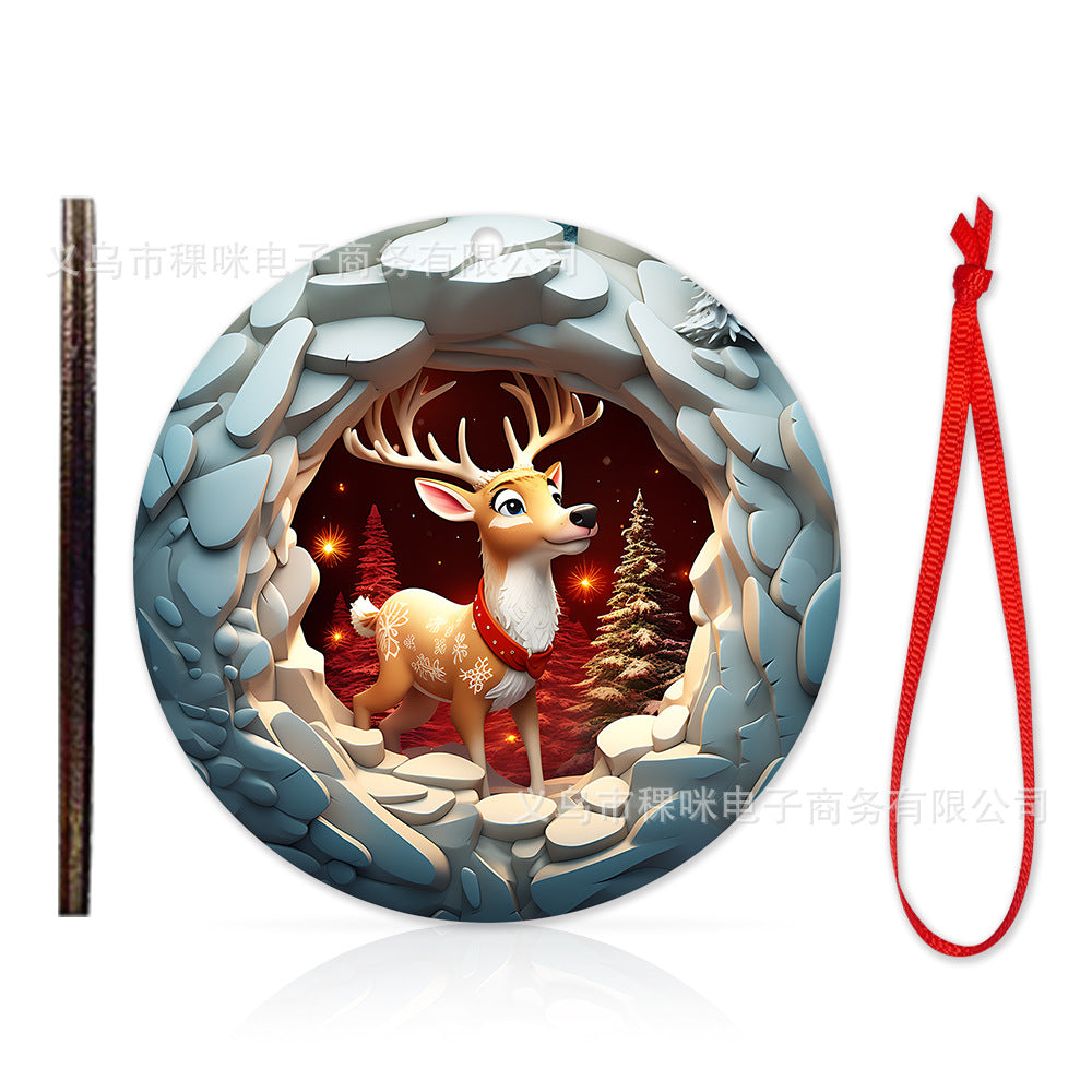 Cross border wooden pendant Christmas decoration Christmas tree hanging holiday craft wooden pendant cartoon gift