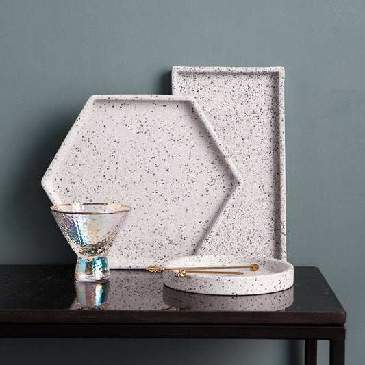 Nordic tea tray marble tray household living room rectangular tray set cup tray fruit tray jewelry tray sushi
