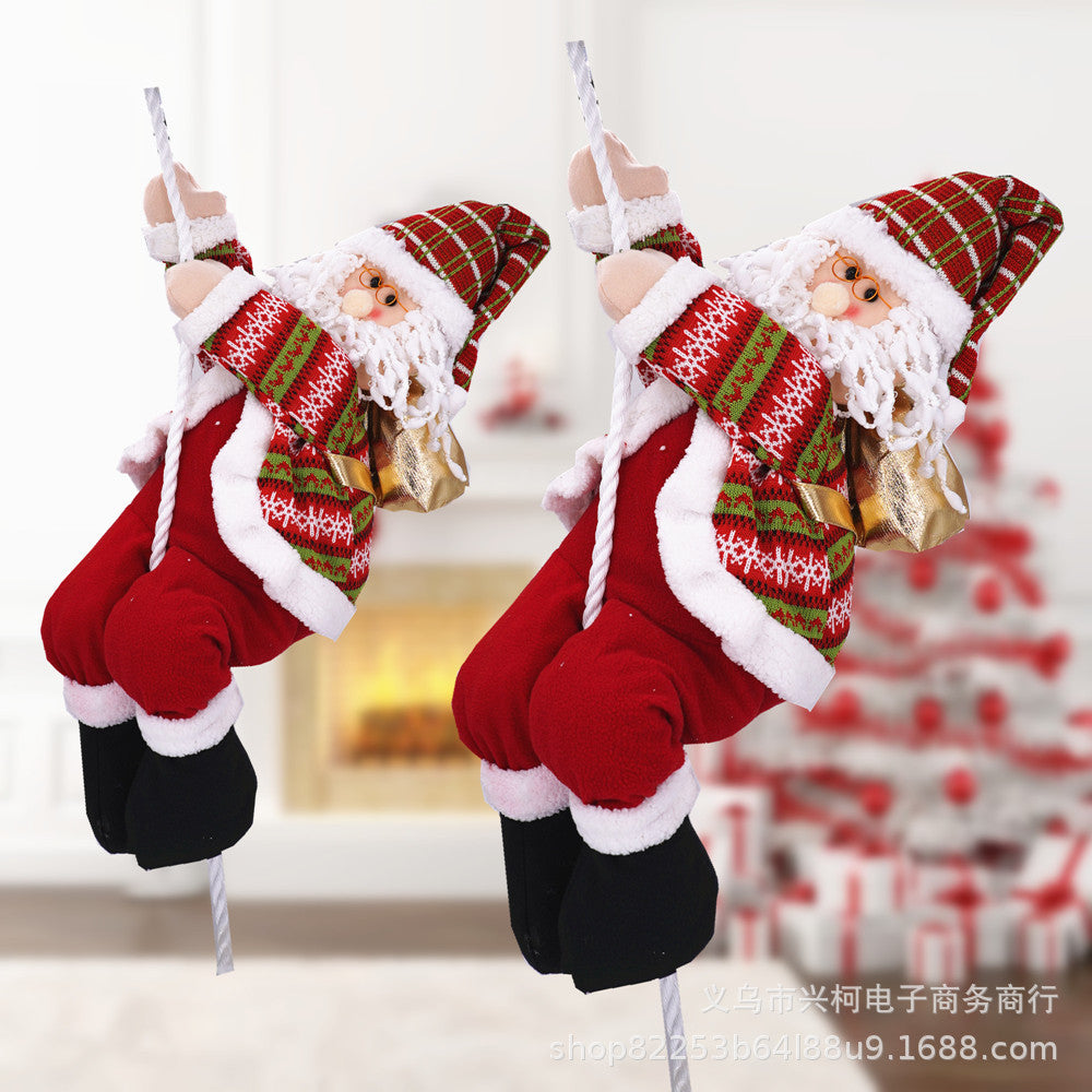 Christmas decorations Santa Claus climbing rope old man doll ceiling pendant decoration doll shopping mall window layout