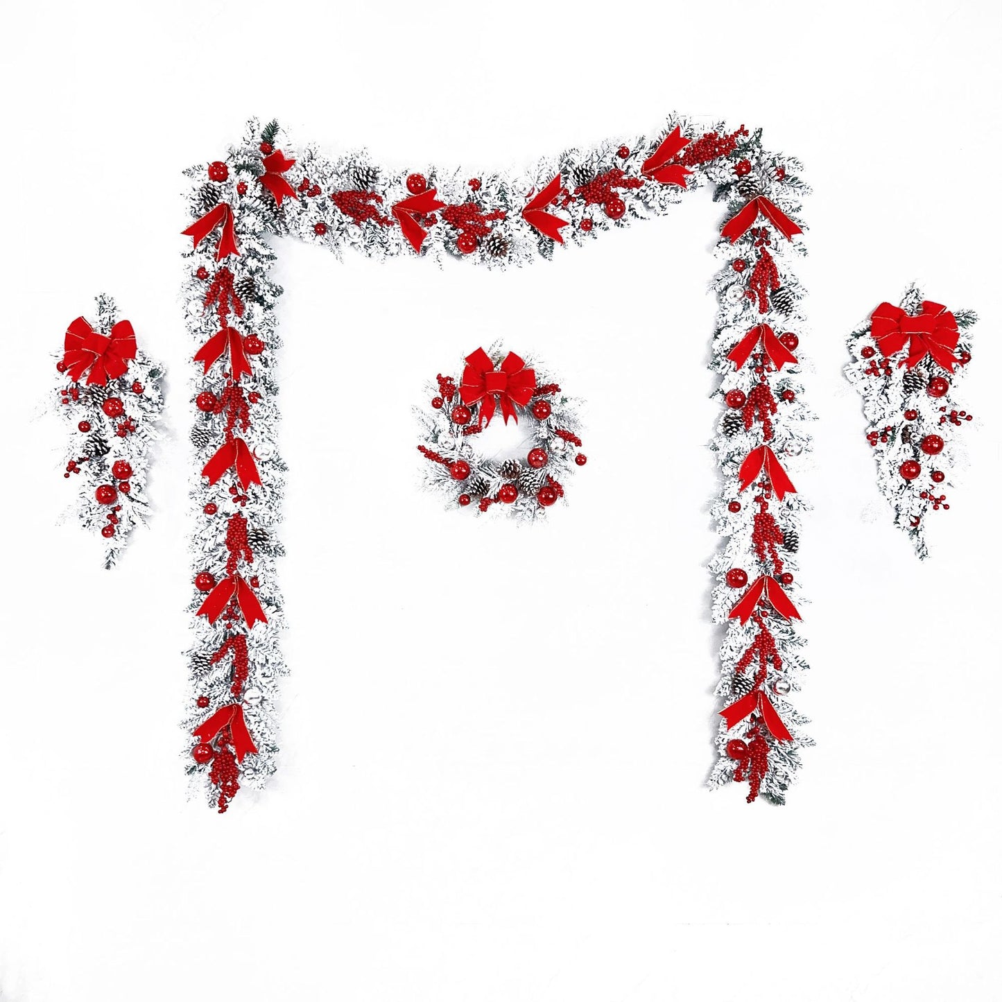 Christmas flocking Christmas ring wreath door hanging decoration Christmas wreath rattan pendant European and American home decoration