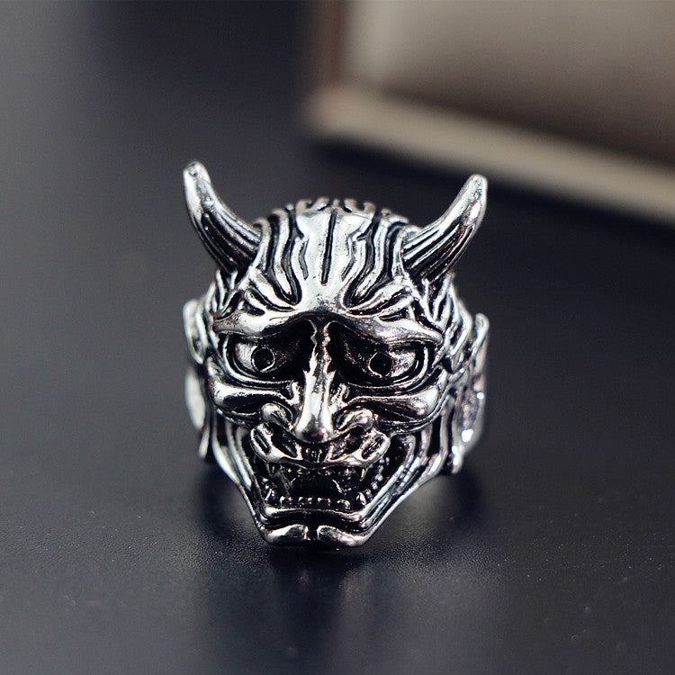 European and American cross-border men's trend metal rings Retro cool and handsome design sense totem geometric men's ring collection