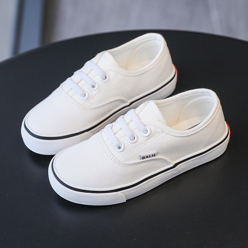 One foot of children's little white shoes, 2025 spring and autumn kindergarten indoor performance shoes, elastic boys, boys and girls cloth shoes