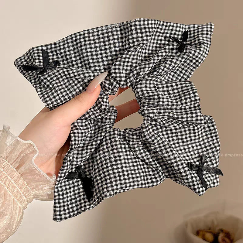 New Chinese blended style square scarf large intestine scrunchie women's large high-end square headband low ponytail hair tie hair accessory