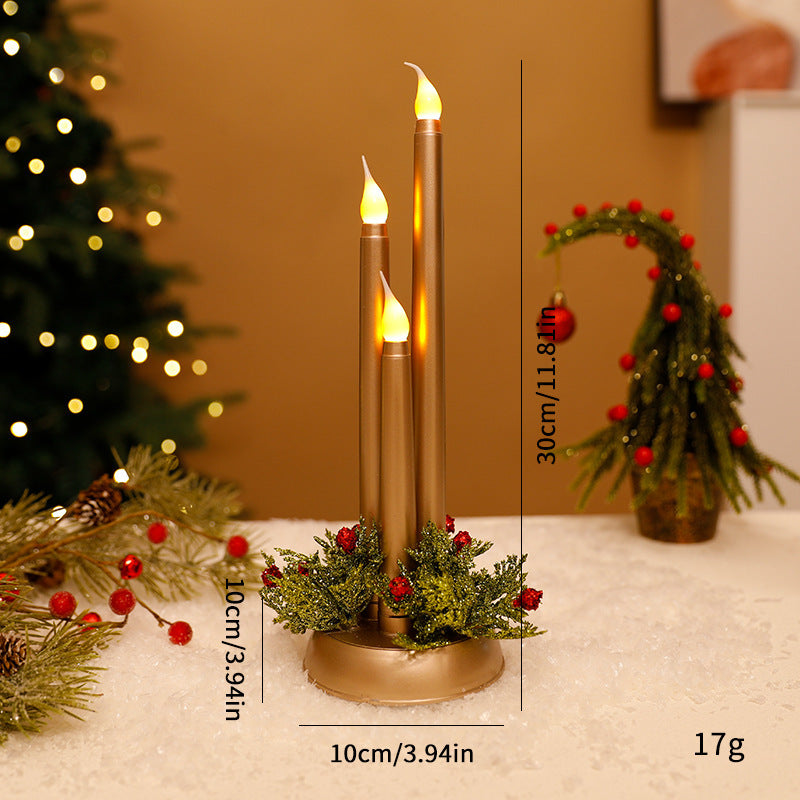 Amazon Hot Selling Christmas Candle Night Light Ornaments Creative Christmas Table Decoration Candle Holder Ornaments In Stock