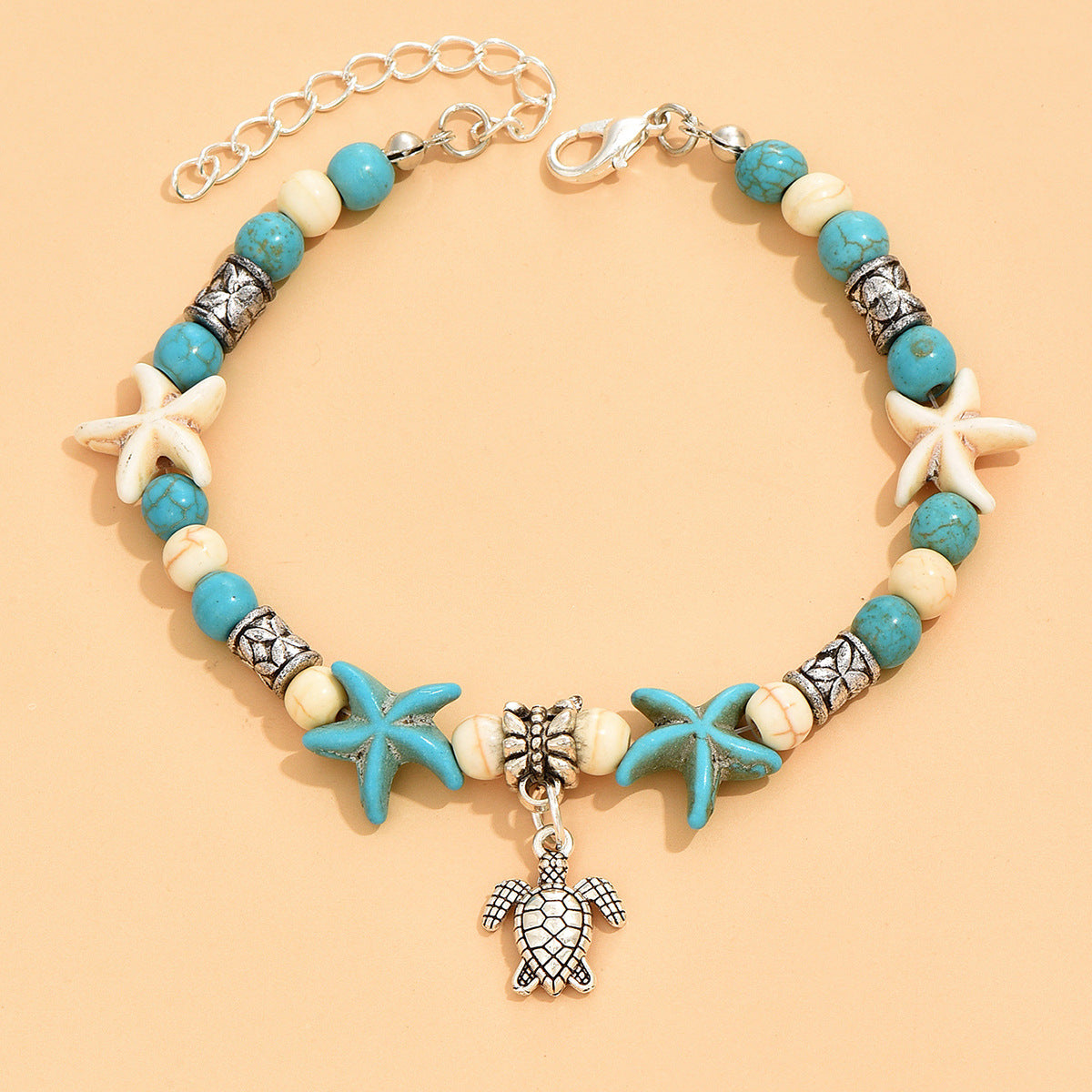 European and American fashion beach style bracelet anklet combination multi-layer pendant shell starfish turtle anklet yoga bracelet women