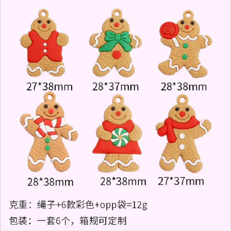 Cross-border hot selling pvc soft rubber Christmas pendant gingerbread man pendant Christmas decoration gift DIY snow scene decoration