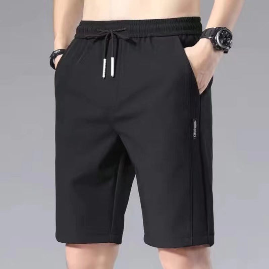 Summer thin cropped pants, men's casual and versatile shorts, ice silk loose trend medium pants, 5 breeches pants