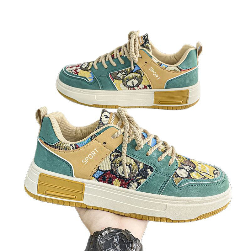 Niche original men's shoes spring 2024 new breathable board shoes casual and versatile platform soled non-slip student sports fashion shoes