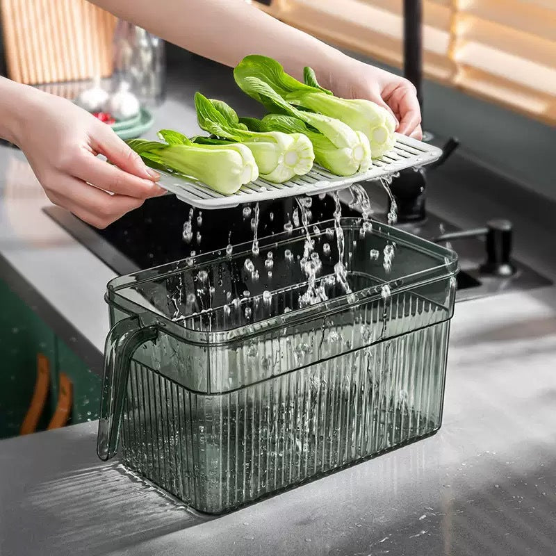 Cross-border foreign trade timing refrigerator handle storage box, crisper box, kitchen vegetable organizer, artifact, special storage for freezing