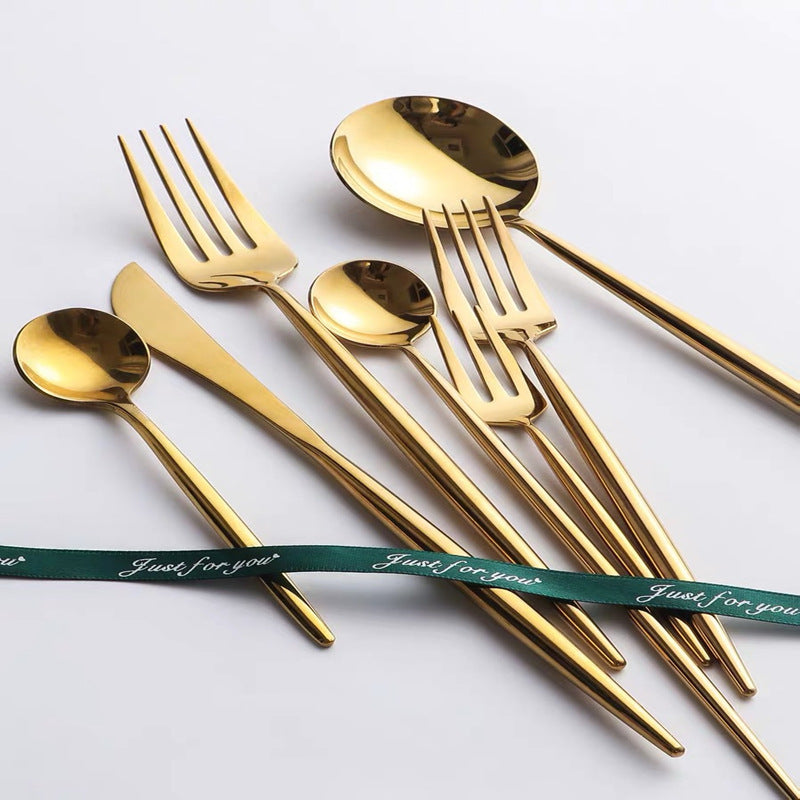 Stainless steel western cutlery Portuguese 304 steak knife fork spoon chopsticks dessert spoon fruit fork rose mirror gloss