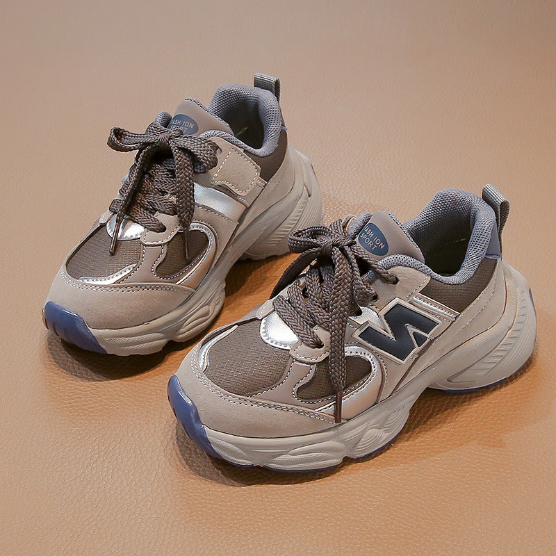 Children's shoes boys' sneakers spring 2025 new boys' dad shoes anti-slip middle and big children handsome running trend