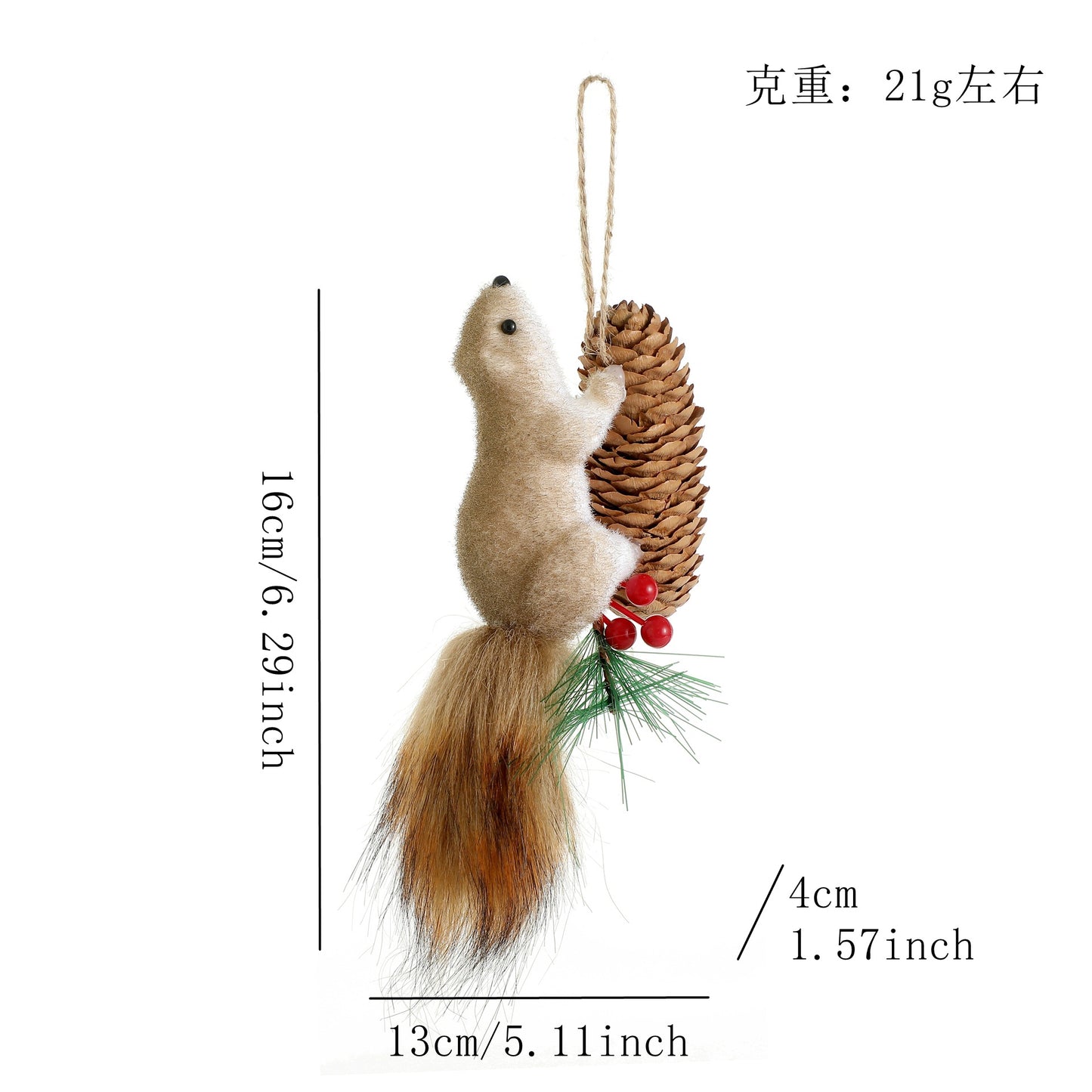 Cross-border new squirrel doll decoration Christmas decoration simulation squirrel pendant Christmas tree creative decoration