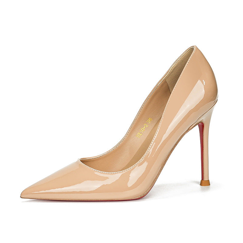 French red sole side hollow pointed high heels women's thin heels autumn and winter shallow sexy temperament, versatile light luxury and high-end sense
