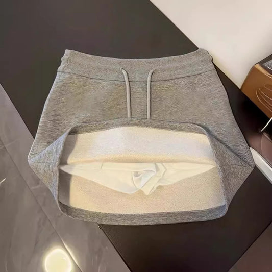 Gray skirt women's 2025 new style small man summer sports skirt short skirt casual suit a-line skirt guard skirt