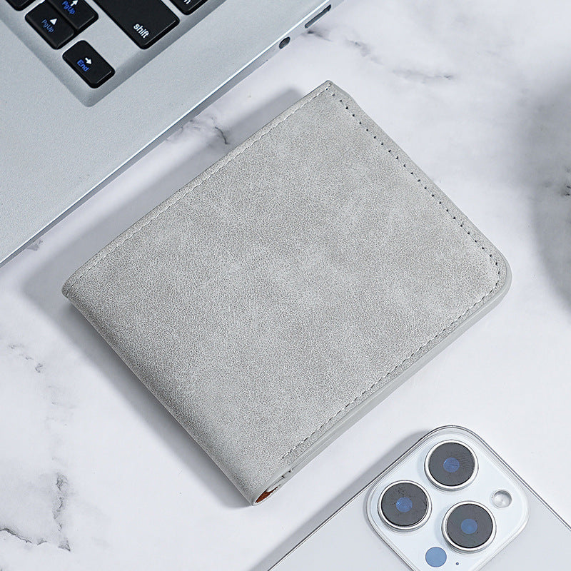 Japanese Muji Frosted Wallet Card Case All-in-One Men's Ultra-Thin Short Wallet Soft Leather Wallet Multi-Card Wallet