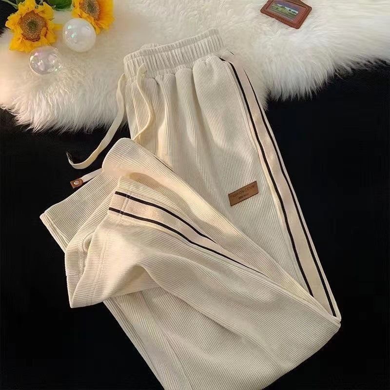 Corduroy pants men's spring autumn teenager loose straight wide-leg pants trend boys athleisure trousers men