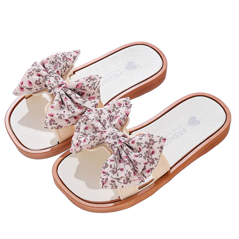 Girls wear non-slip soft-soled bow princess sandals outside, indoor large, medium and small children's baby kindergarten beach shoes