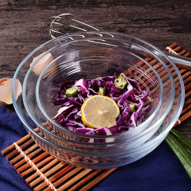 Lizun Clear Glass Vegetable Salad Bowl Set Single Japanese Style Lead-Free Glass Bowl Household Soup Bowl Fruit Bowl Wholesale