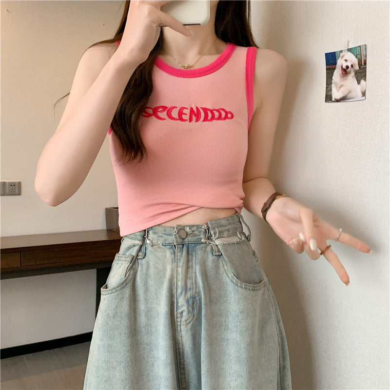 Camisole women's inner wear 2024 summer short crop top slim fit babes wear sleeveless student tops trendy