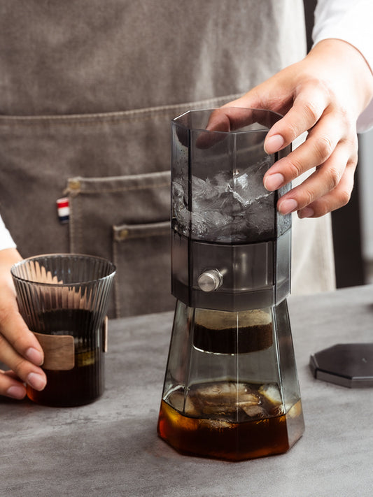 Qianye Coffee Octagonal Ice Drop Pot Cold Brew Coffee Pot Household Portable Small Drip Filter Ice Brew Pot Set