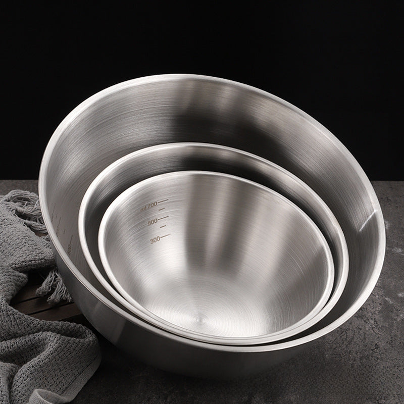 304 stainless steel cold noodle bowl high value with scale household fruit salad bowl bibimbap bowl ins style korean tableware