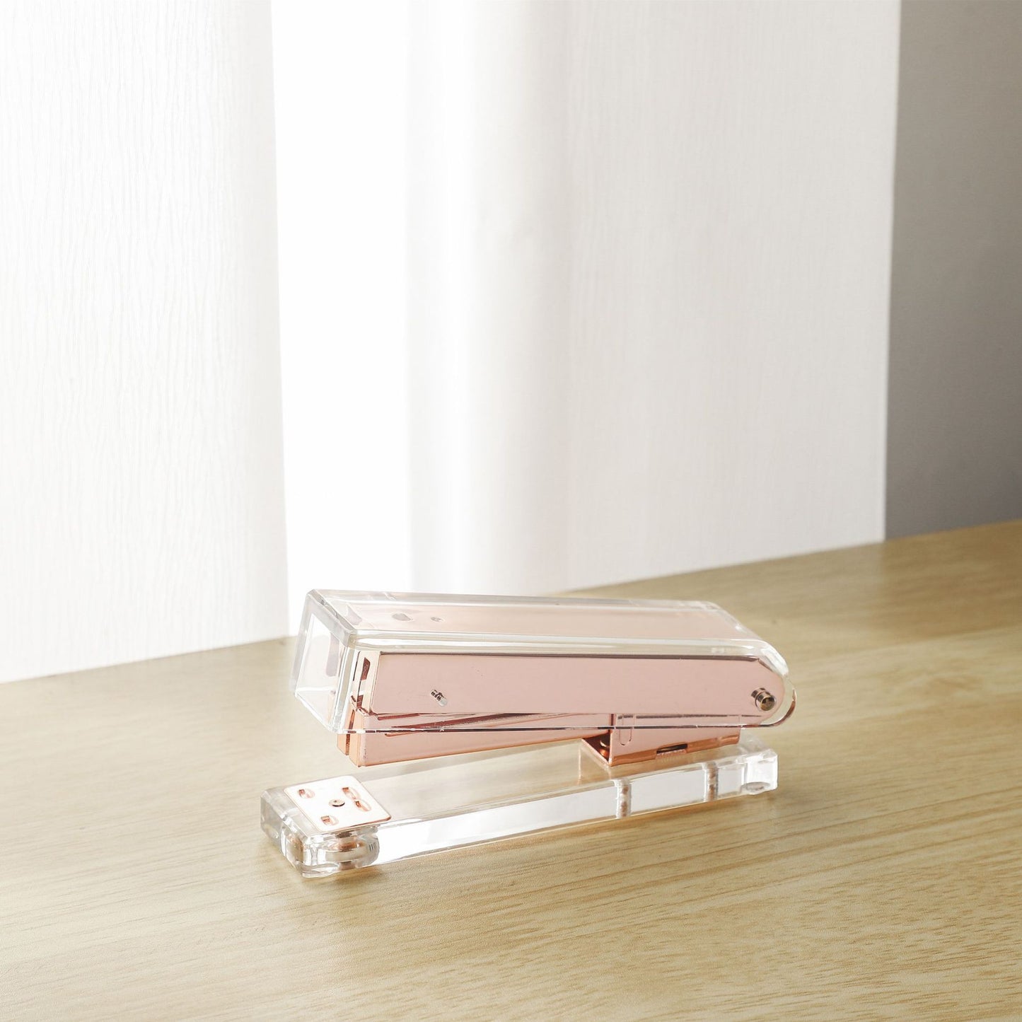 Mingqiang transparent acrylic stapler transparent rose gold stapler large binding machine desktop office supplies