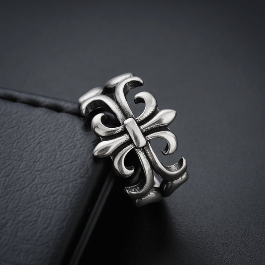 European and American distressed vintage cross rings, men's openings, adjustable and versatile rings, women's hip-hop design jewelry