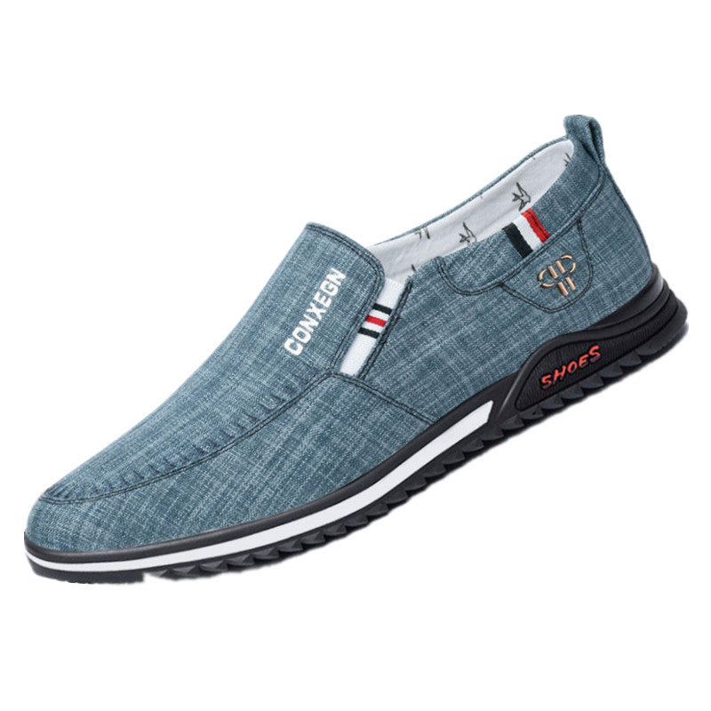 Canvas shoes men's linen low-top casual versatile soft sole breathable lazy middle-aged men's shoes trendy and comfortable old Beijing