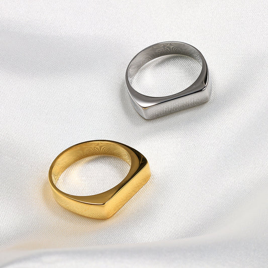 Cross-border new products Simple titanium steel 18k gold ring Personalized stainless steel non-fading men's food ring hand jewelry