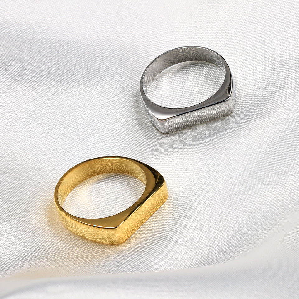 Cross-border new products Simple titanium steel 18k gold ring Personalized stainless steel non-fading men's food ring hand jewelry