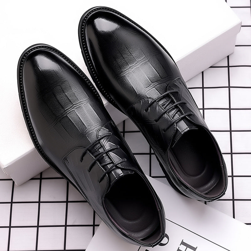 Leather shoes men's new business formal wear casual breathable men's British Korean version pointed toe groom best man wedding shoes