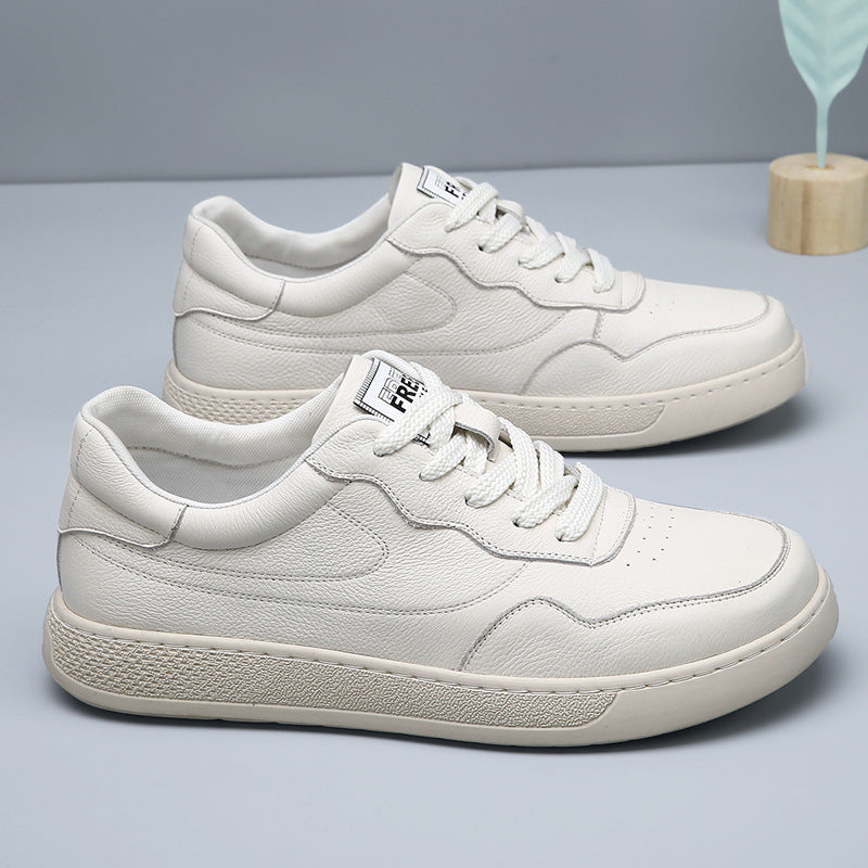 The first layer of cowhide autumn new men's casual shoes leather comfortable men's leather shoes white shoes board shoes men's shoes trend