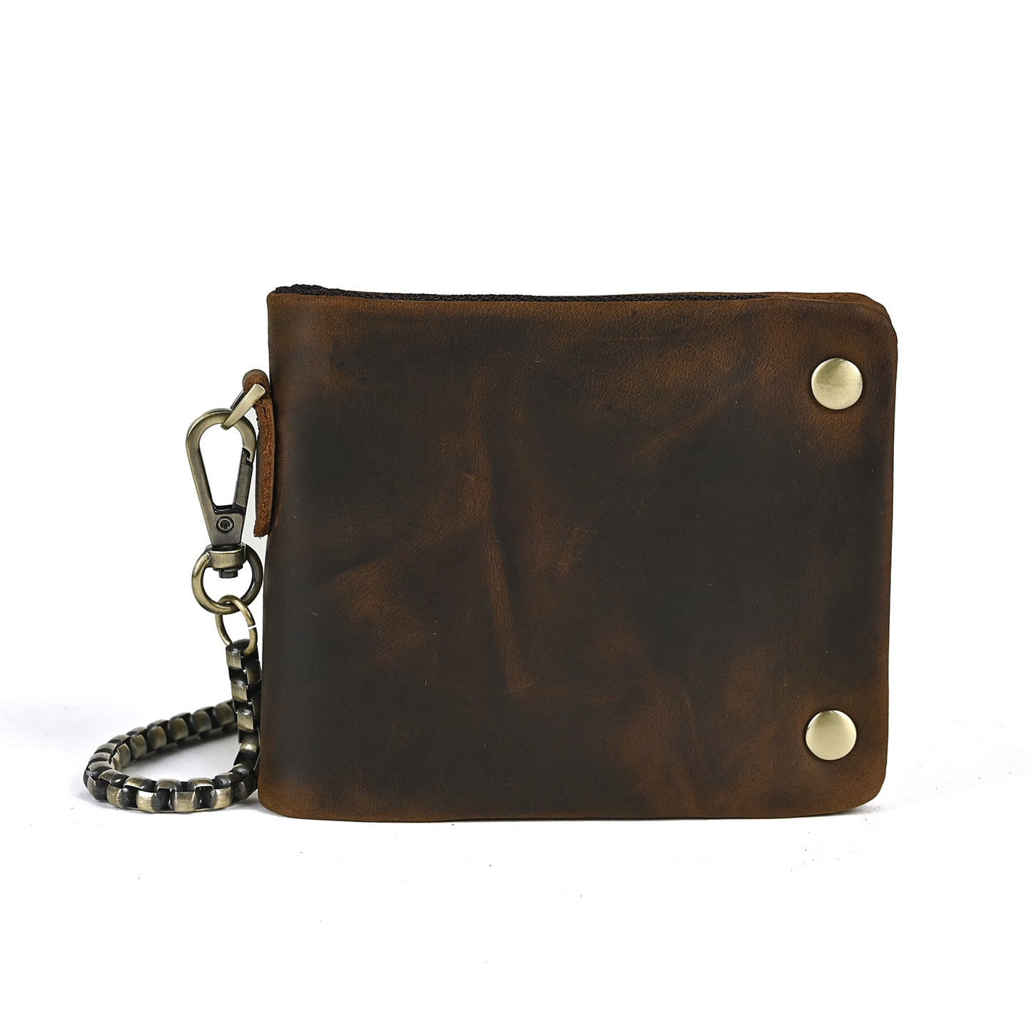 Top layer Crazy Horse leather cowhide foreign trade hot sale men's retro practical hand latte chain short wallet wallet 1003