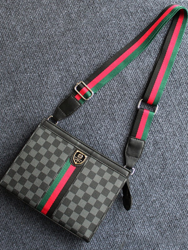 2024 New Crossbody Bag Men's Business Hard Shoulder Bag Large Capacity Plaid Tide Bag Multifunctional Men's Bag Handbag Women