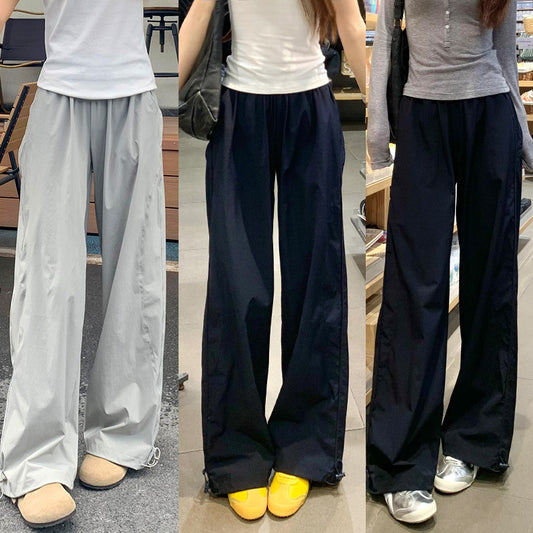 Quick-drying cargo pants women's American retro versatile wide-leg pants summer new drape loose slim casual sweatpants