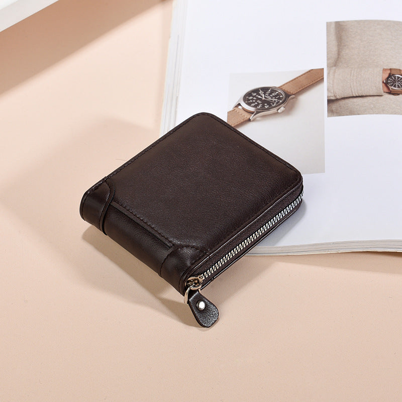 European and American business men's short wallet multi-functional classic fashion trend clip full material men's multi-card coin purse