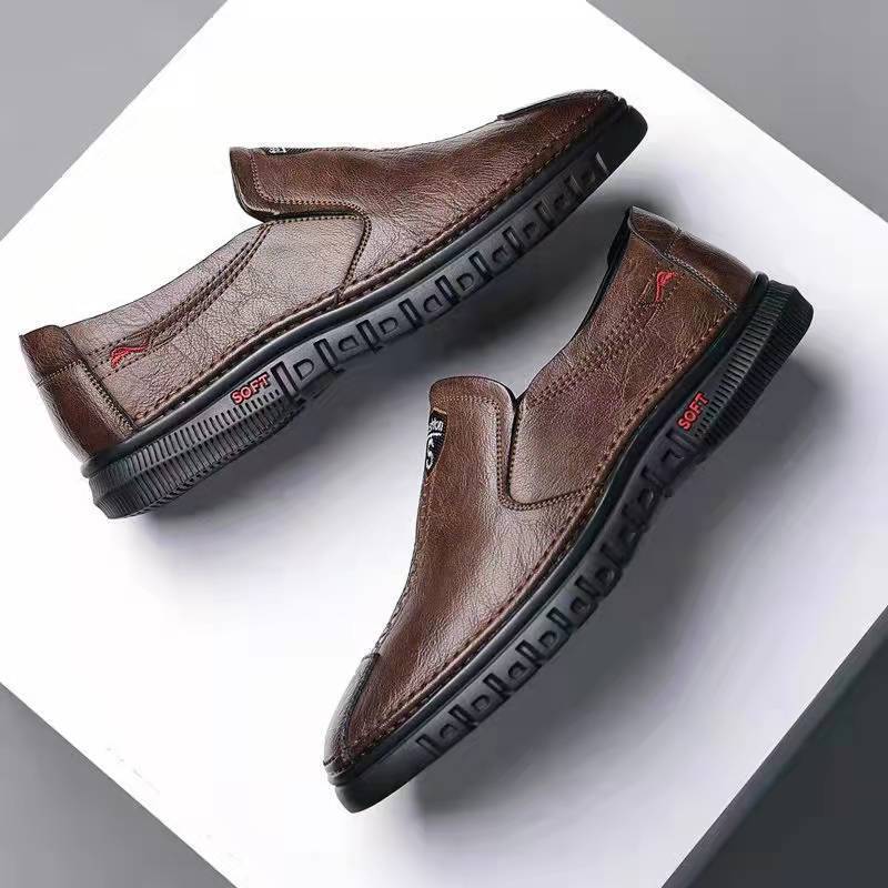 Foreign trade men's shoes spring and autumn men's leather shoes business shoes leather shoes men's leather soft sole middle-aged low-top casual shoes